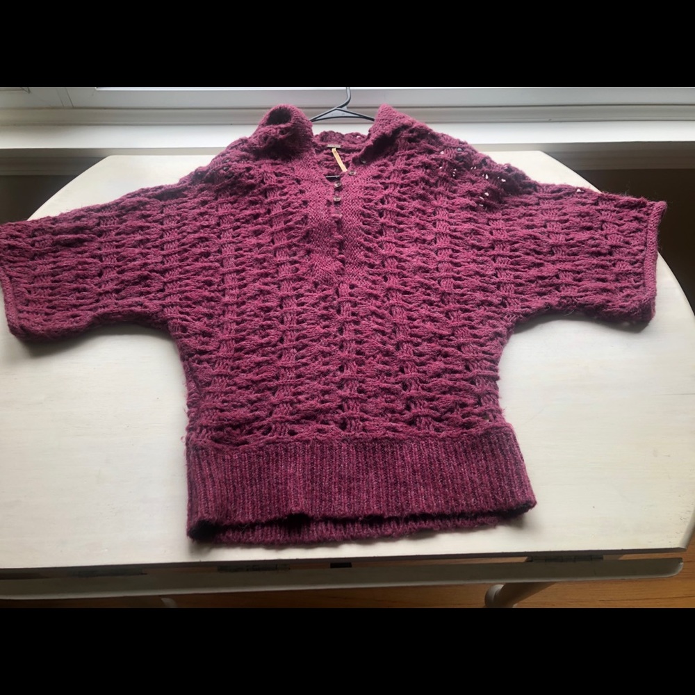 Free People Mohair Blend Poncho Sweater